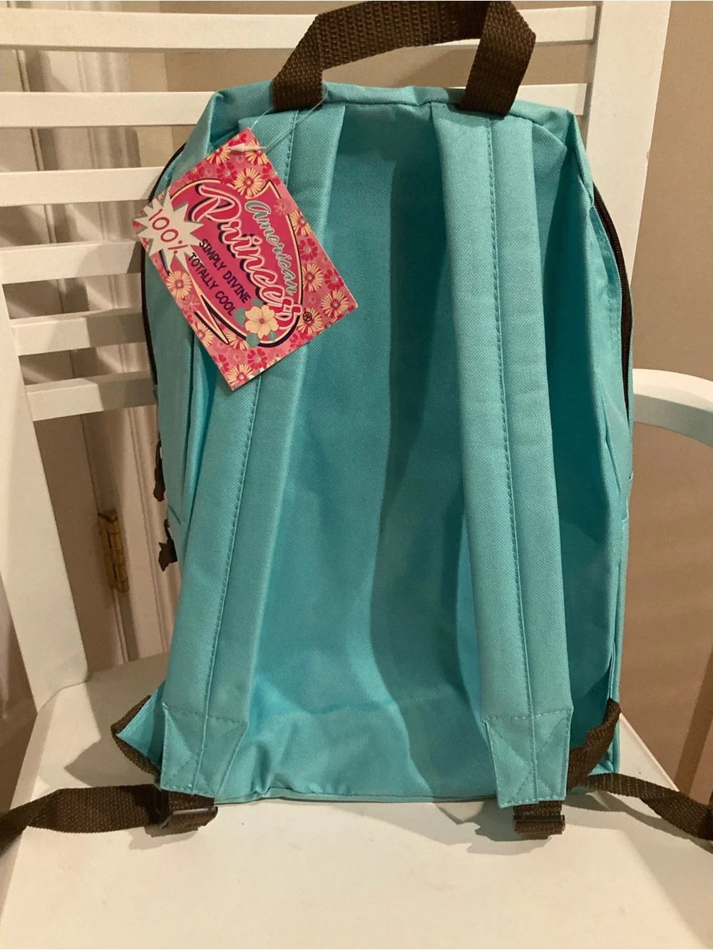 American Princess Turquoise Kids Backpack with White Daisy Accents